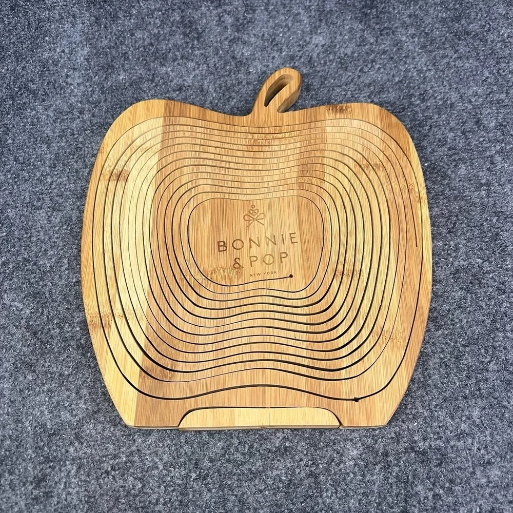 Bonnie & Pop NY Wooden Collapsible Apple Fruit Basket Trivet 11.75